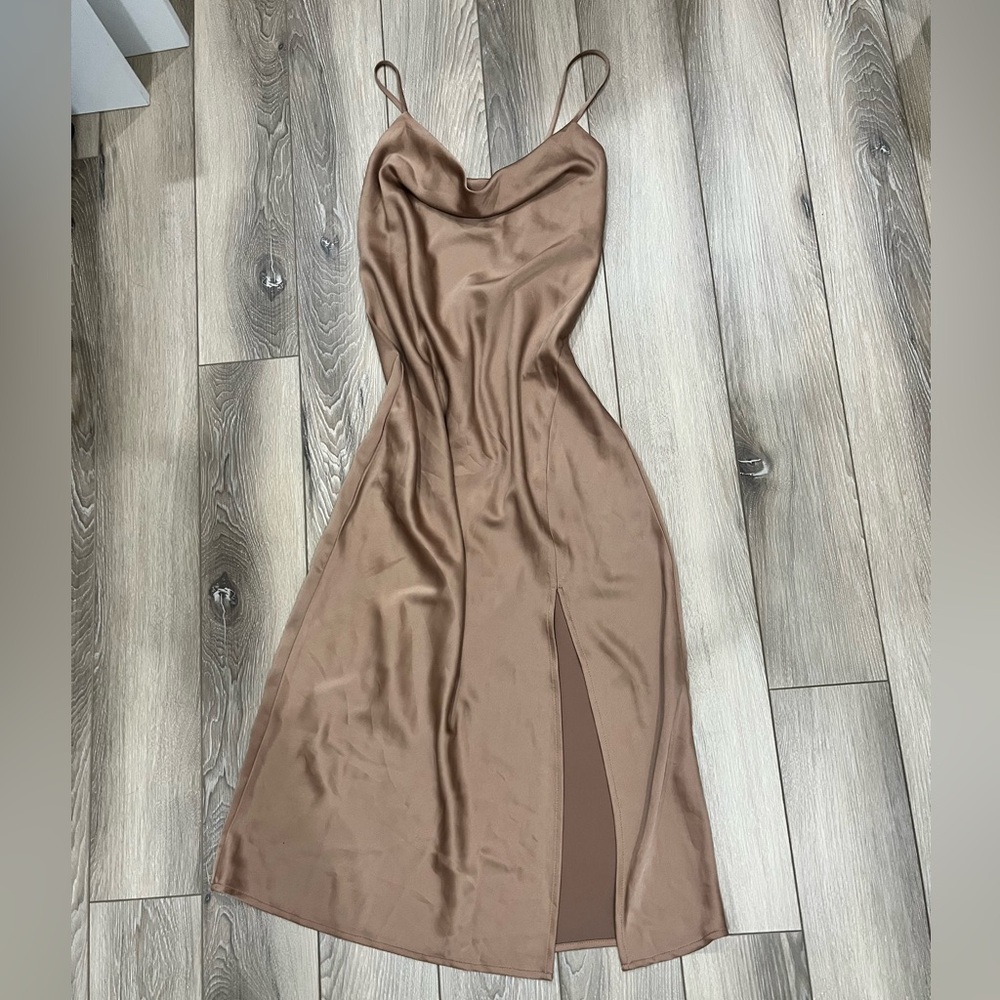 Forever 21 Brown Satin Midi Dress